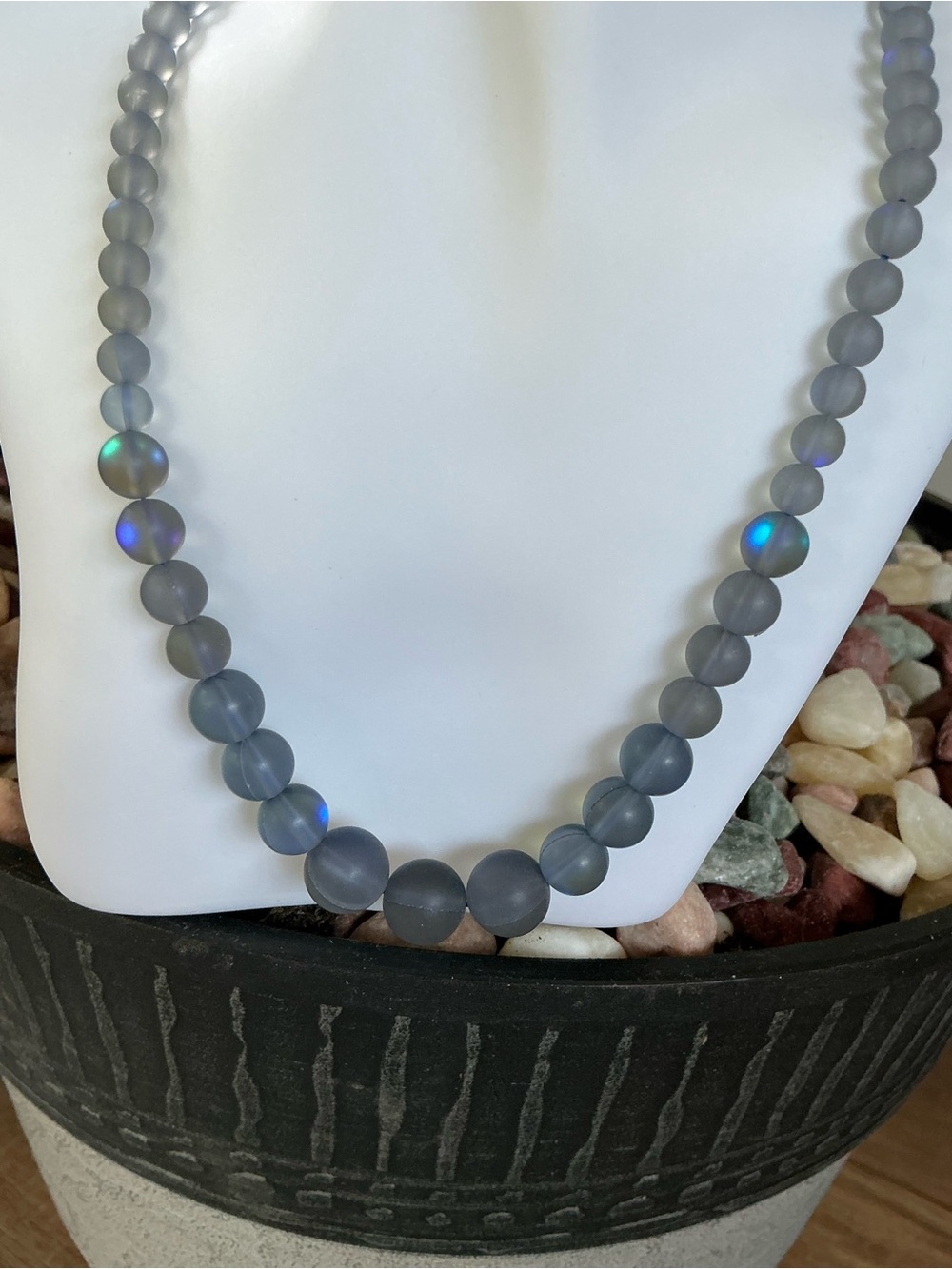 Gray Moonstone Beaded Necklace - Picture 3 of 4